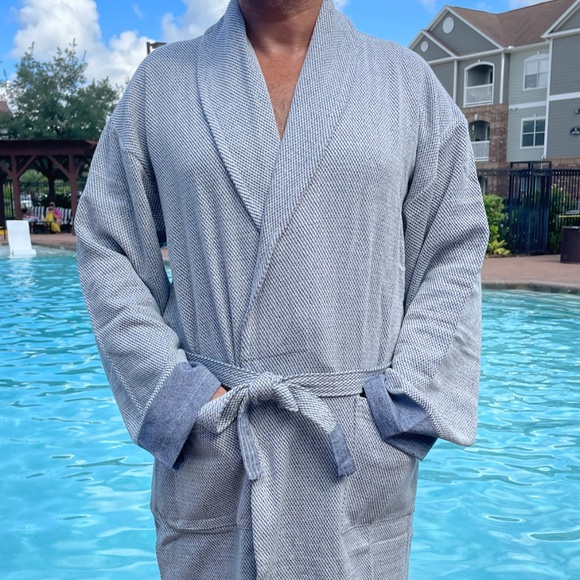 Hand Crafted Other - NWT 100% Cotton Bathrobe Unisex Lightweight Spa Robe